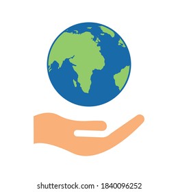 Save earth design template. save globe icon vector illustration. Color editable on white background