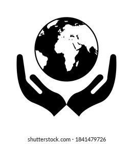 Save earth design template. save globe icon vector illustration. Color editable on white background