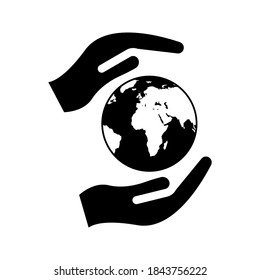Save earth design template. save globe icon vector illustration. Color editable on white background