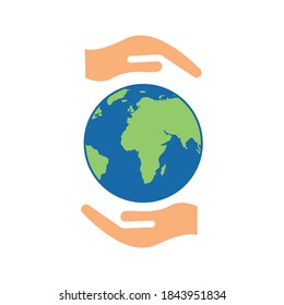Save earth design template. save globe icon vector illustration. Color editable on white background
