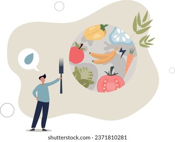 Save earth and eat more vegetables instead of meat .Avoid animal products and dairy for healthy lifestyle and ecological earth protection.flat vector illustration