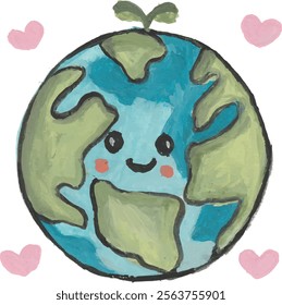 Save earth eco friendly hand drawn watercolor illustration clipart