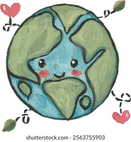 Save earth eco friendly hand drawn watercolor illustration clipart