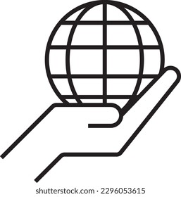 Save earth Eco friendly icon with black outline style. ecology, green, globe, earth, environment, global, planet. Vector illustration