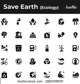 Save earth ecology environment icon set