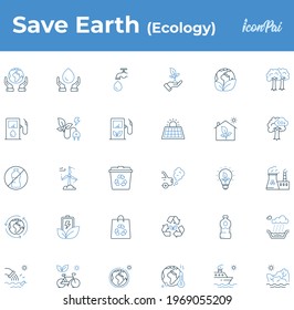 Save earth ecology environment icon set