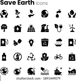 Save Earth Ecology Icon Set
