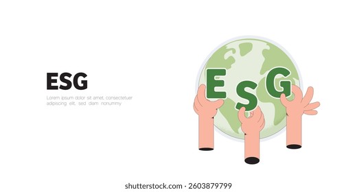 Save the Earth. ESG concept. Sustainable ecology and environment conservation concept design. Vector illustration.