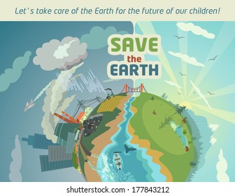 Save the Earth for the future of our children. Eco poster