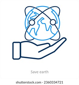 Save Earth and global icon concept