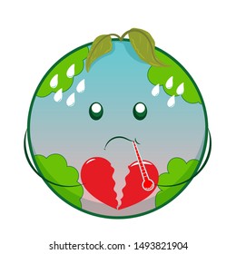 Save Earth From Global Warming on white background.Vector Illustration.