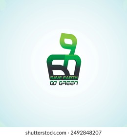 Guardar Elemento de diseño del logotipo Earth Go Green. Guardar Ilustración vectorial La mano, un golpe, trabajar duro juntos, patrón de diseño de texto, eco,