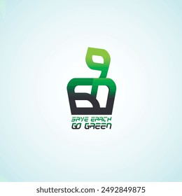Guardar Elemento de diseño del logotipo Earth Go Green. Guardar Ilustración vectorial La mano, un golpe, trabajar duro juntos, patrón de diseño de texto, eco,