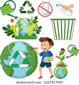 Save the earth graphics and icons collection illustration