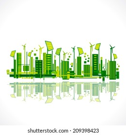 save earth or green city reflection design concept vector