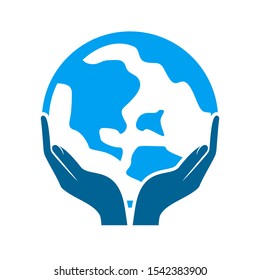Save The Earth in Hand Logo, Icon or Template Vector