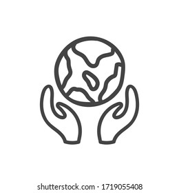 save earth with hands doodle handrawn illustration icon. vector