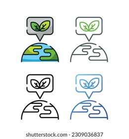 Save earth icon design in four variation color