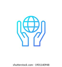 Save earth icon in gradient blue color style