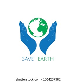 Save the earth icon logo graphic design. For saving environment and planet earth from pollution and disaster from human.
