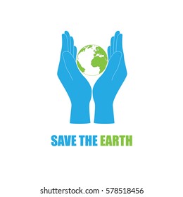 Save the earth icon logo graphic design. For saving environment and planet earth from pollution and disaster from human.