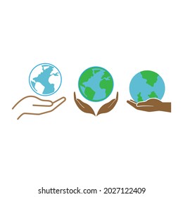 Save earth icon set design illustration template