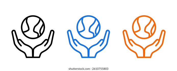save earth icon set isolated on white background