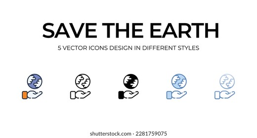 Guardar el icono de la Tierra. Adecuado para diseño de páginas Web, aplicaciones móviles, UI, UX y GUI.