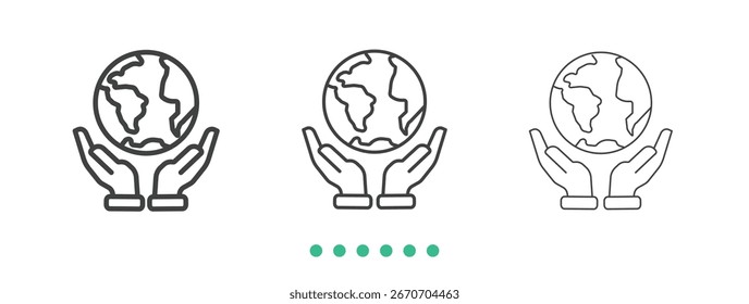 Salve o ícone da Terra. Vetor de ícone de linha fina