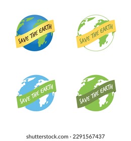 Guarda el icono de la tierra con diseño de variante. ilustración plana. ilustración de línea