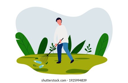 Save earth illustration with clean up trash