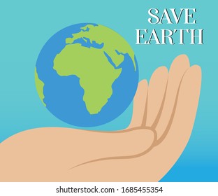save earth illustration in hand 