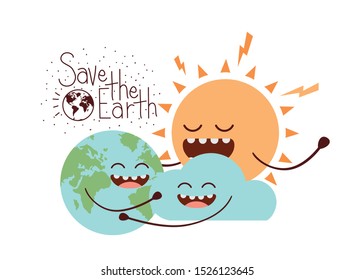 save the earth label icon vector illustration design