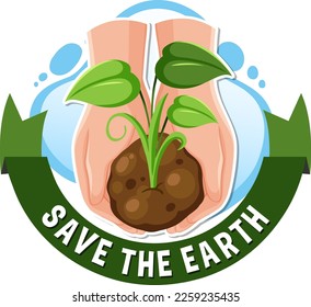 Save the earth logo or banner design illustration