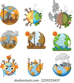 Save the earth logo and banner set illustration