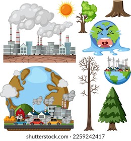 Guardar el logotipo de la Tierra y la ilustración del conjunto de banners