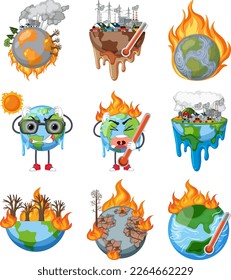 Save the earth logo and banner set illustration