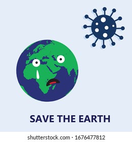 Save Earth Logo Crying Earth Cartoon Stock Vector (Royalty Free