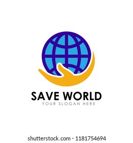 save earth logo design template. save globe logo vector icon