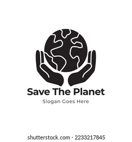 save earth logo design template. save globe logo vector icon