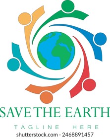 Save the earth logo, save the earth icon vector illustration, save the earth together, save the planet