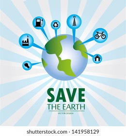 save the earth over blue background vector illustration