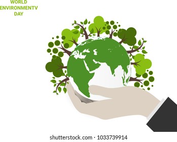 Save Earth Planet World Concept. World environment day concept. ecology eco friendly concept. Green natural leaf and tree on earth globe..