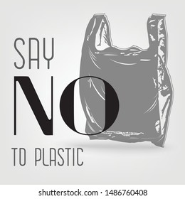 Save the earth, Pollution problem concept. Say no to plastic bags, bring your own textile bag vector design