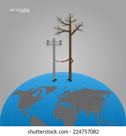 Save the Earth  and reduce energy concept. Vector file eps 10