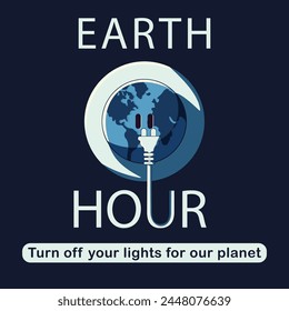 Save the earth with switch off the light for 1 hour to save energy Earth hour. Vector illustration.