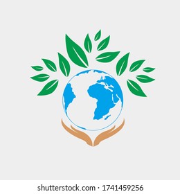 Save the Earth. Take care of nature by planting trees. Go green. Logo for you