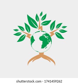 Save the Earth. Take care of nature by planting trees. Go green. Logo for you