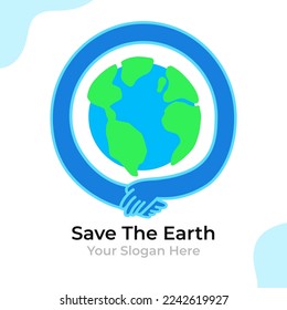 Save The Earth Template Design Vector Illustration, Green energy logo, graphics, poster vector art, company logo, or banner.