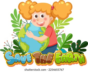 Save the earth text for banner or poster design illustration
